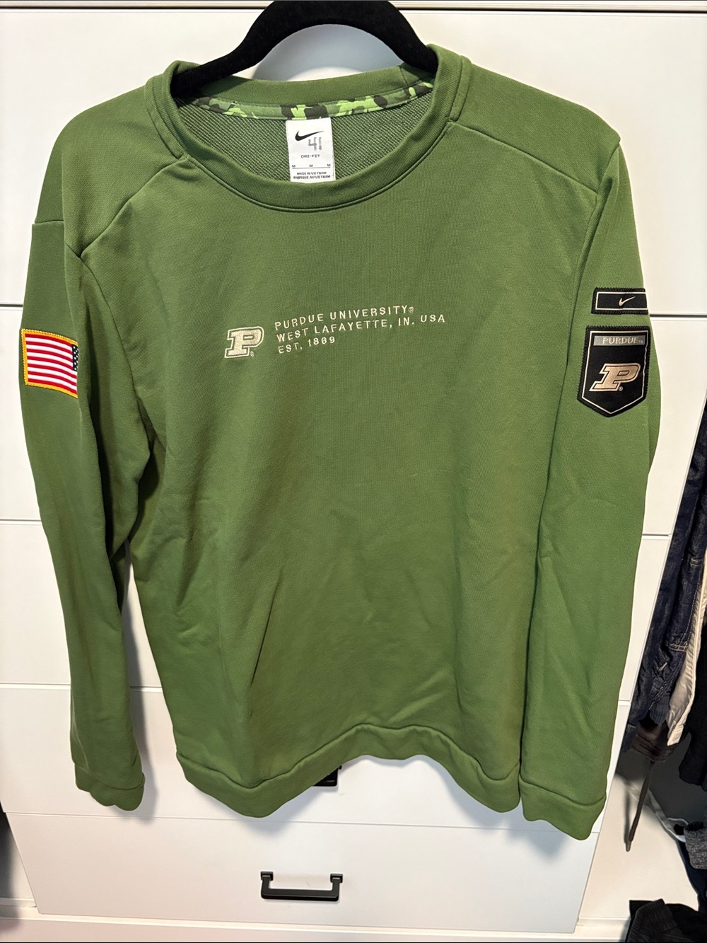 Nike Olive Green Purdue University Crewneck Sweatshirt Military America Camo